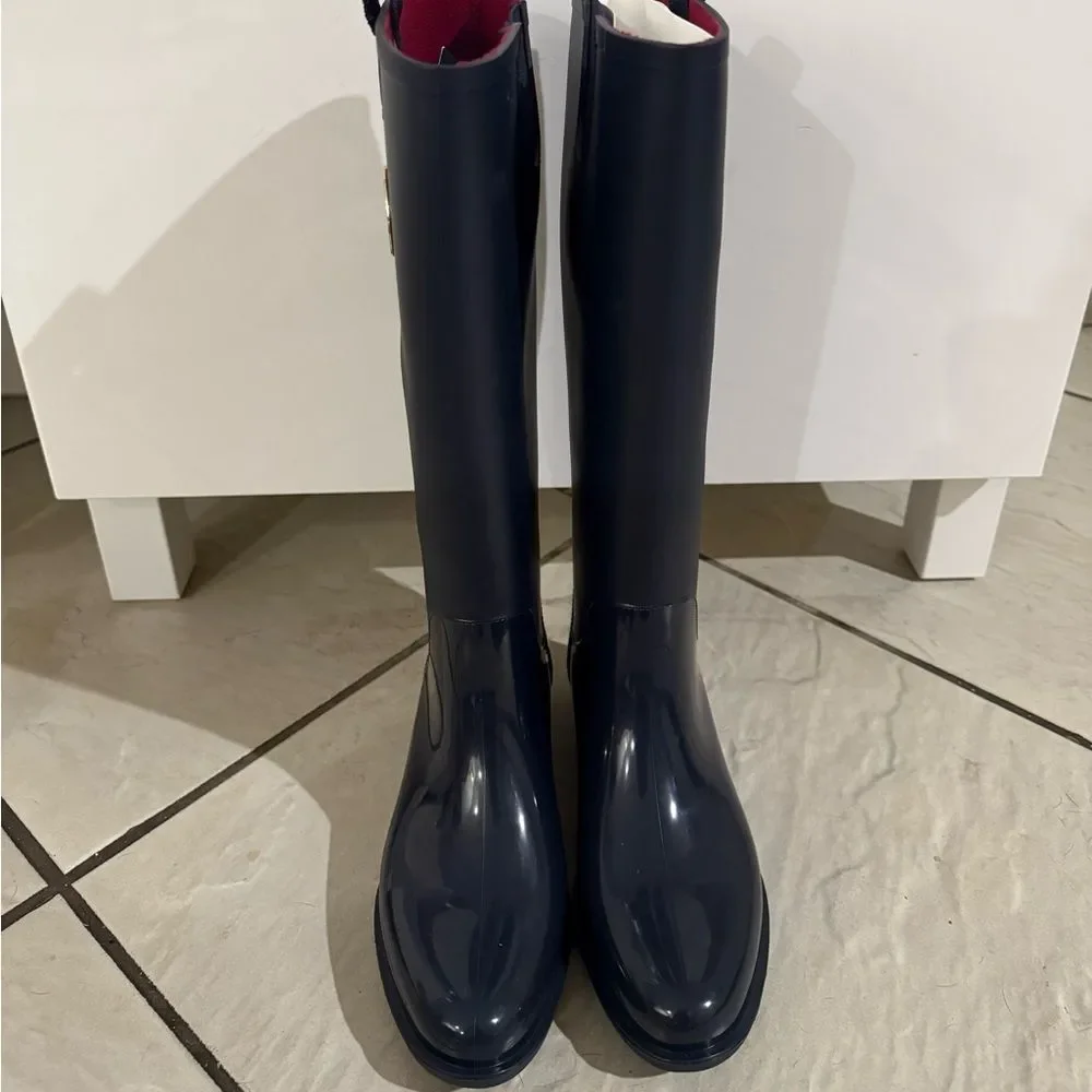 NWT Tommy Hilfiger Karissa Tall Rain Boots Navy Blue Womens Size 6